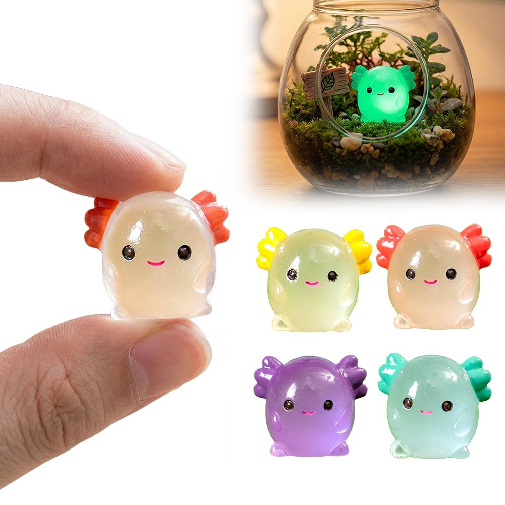 Aquarium Moss - Miniatur Axolotl Bercahaya Dalam Gelap, Figur