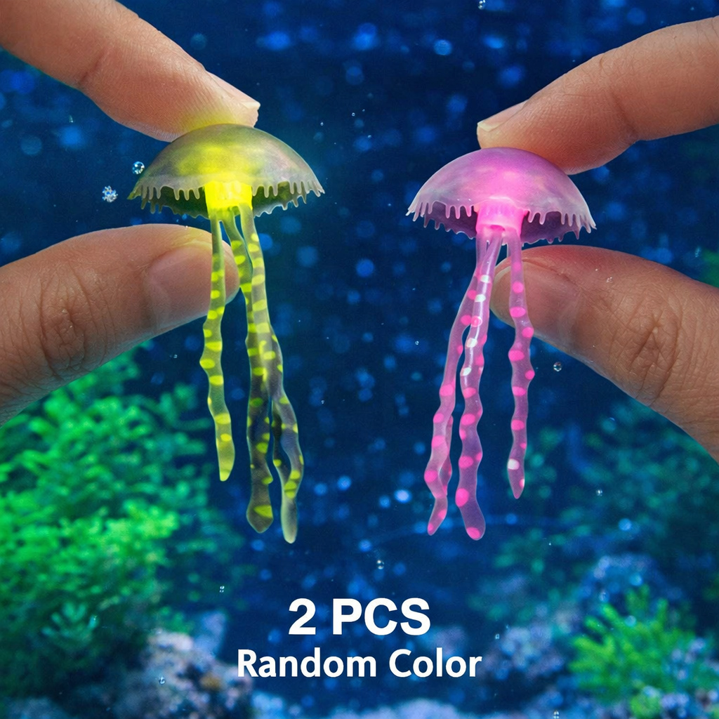 Aquarium Plants Live - Ubur-ubur Simulasi Bercahaya 2 Buah Warna