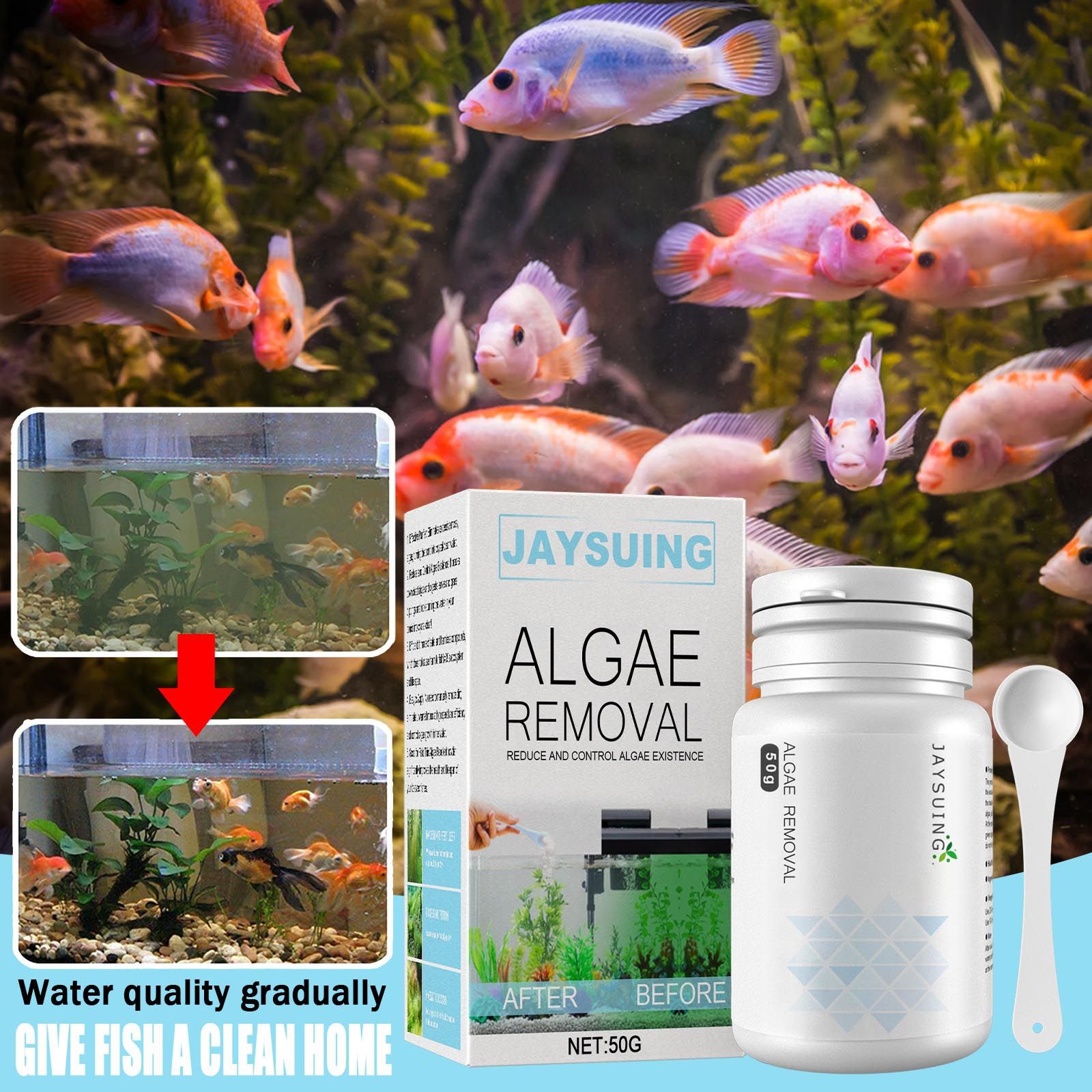 Bubuk Penghilang Alga untuk Ak - Aquarium Moss ulasan dan harga