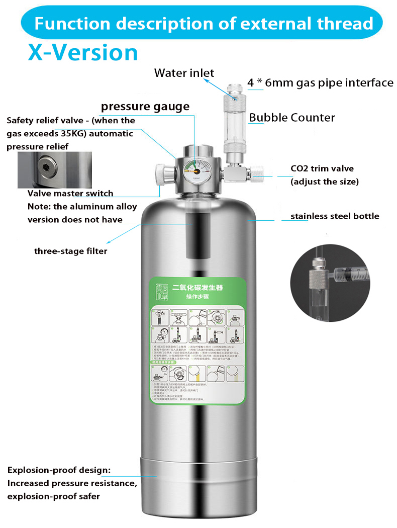 Generator CO2 akuarium 5L, sis - Aquarium Liquid Carbon ulasan dan harga